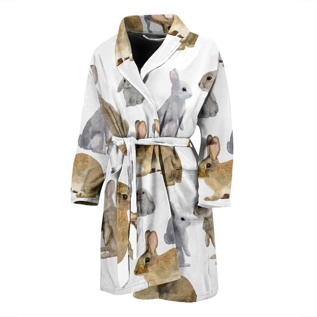 Rabbit Pattern Print Design 02 Men Bathrobe-JORJUNE.COM