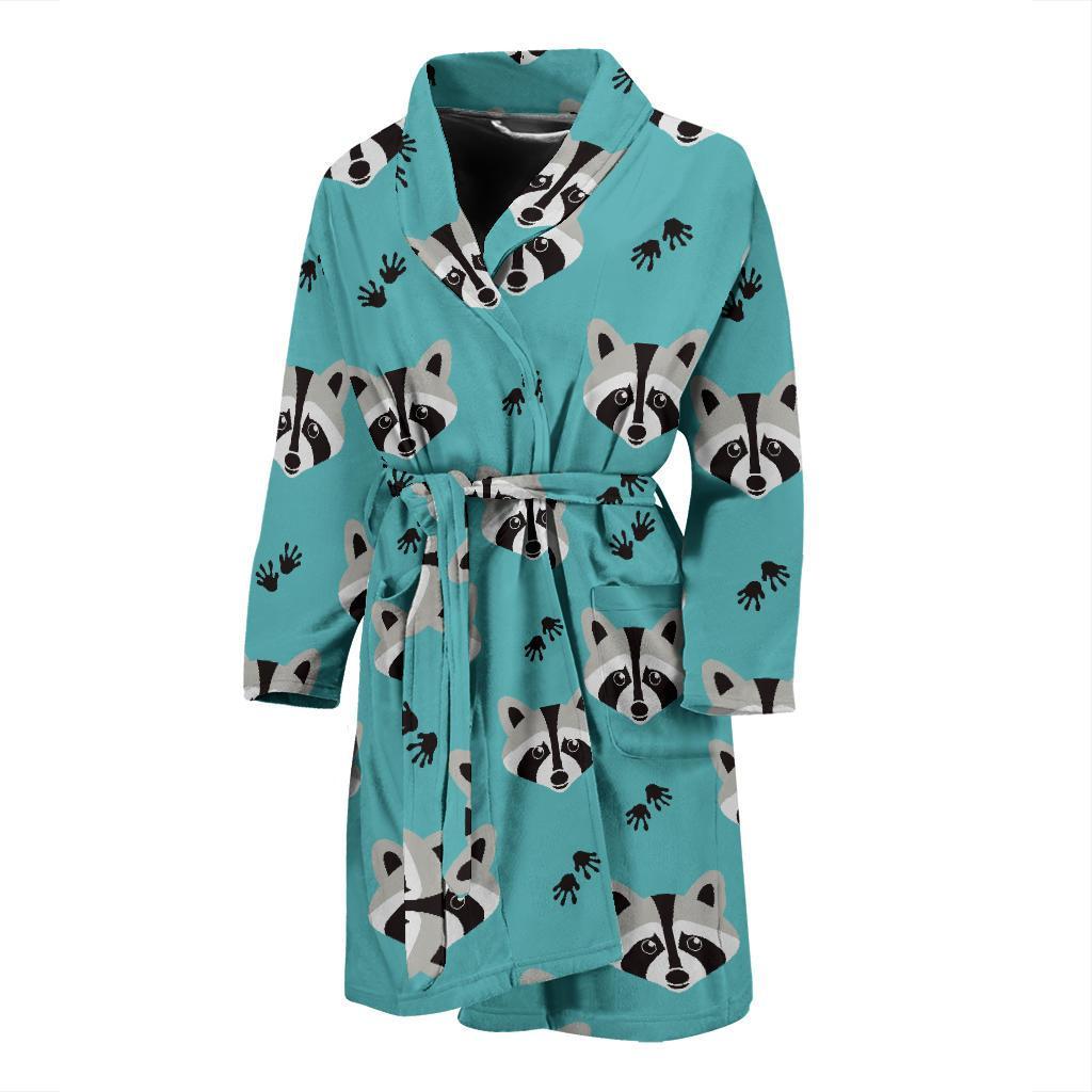 Raccoon Pattern Print Design A01 Men Bathrobe-JORJUNE.COM