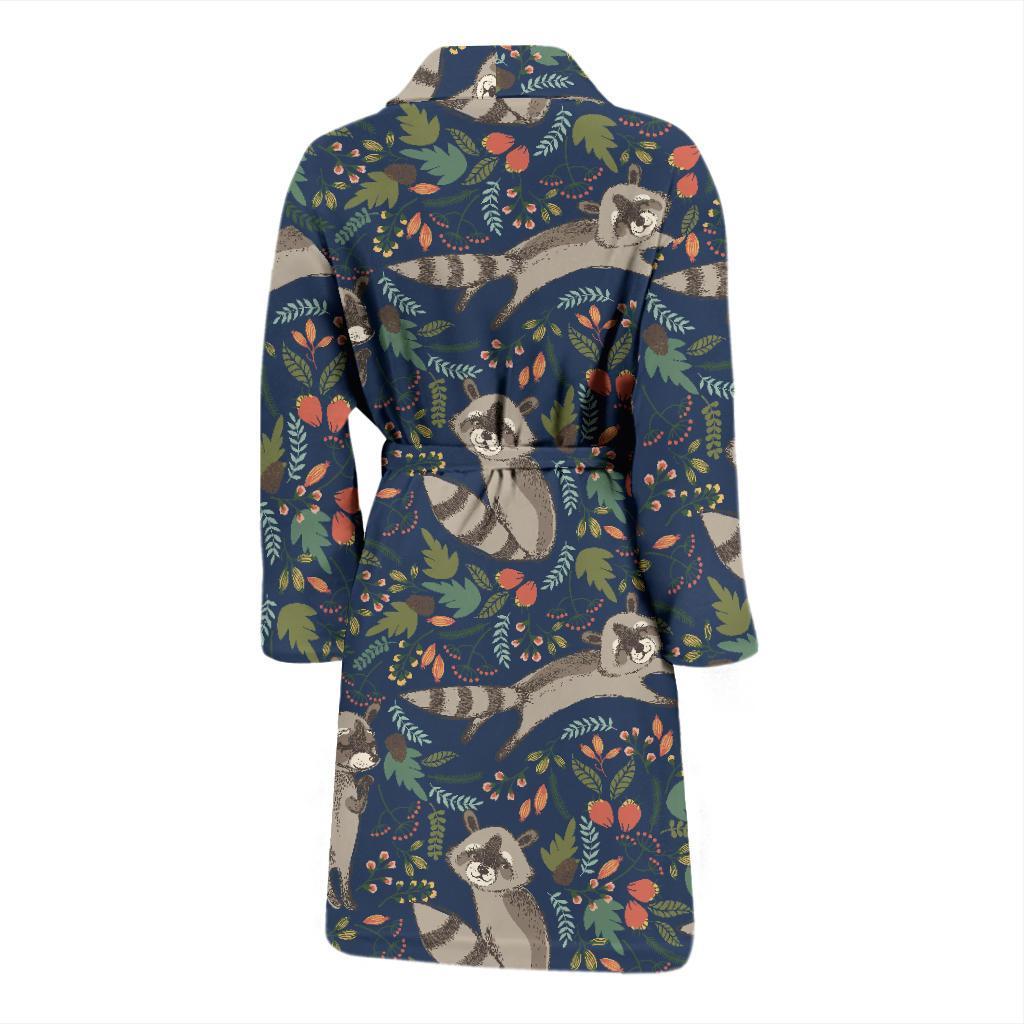 Raccoon Pattern Print Design A02 Men Bathrobe-JORJUNE.COM