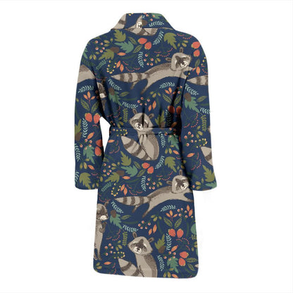 Raccoon Pattern Print Design A02 Men Bathrobe-JORJUNE.COM