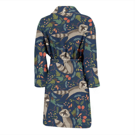Raccoon Pattern Print Design A02 Men Bathrobe-JORJUNE.COM