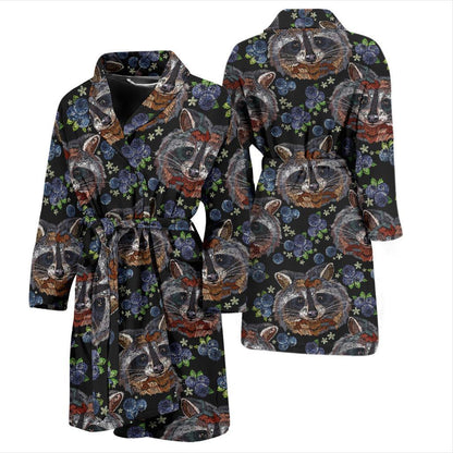 Raccoon Pattern Print Design A03 Men Bathrobe-JORJUNE.COM