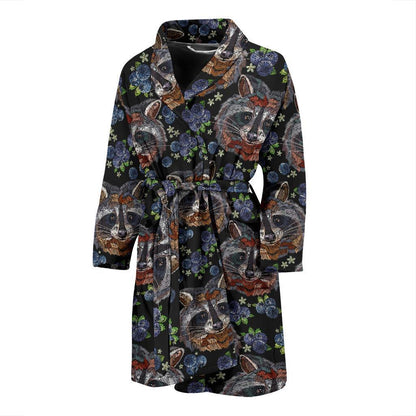 Raccoon Pattern Print Design A03 Men Bathrobe-JORJUNE.COM