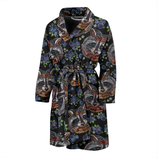 Raccoon Pattern Print Design A03 Men Bathrobe-JORJUNE.COM