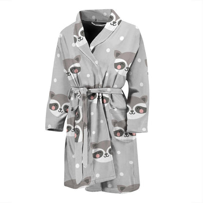 Raccoon Pattern Print Design A04 Men Bathrobe-JORJUNE.COM