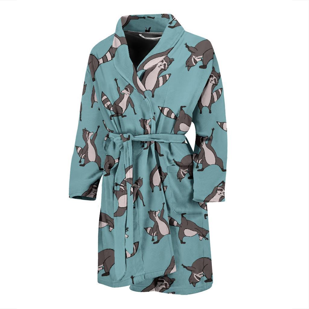 Raccoon Pattern Print Design A07 Men Bathrobe-JORJUNE.COM