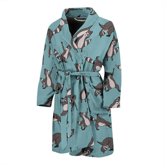 Raccoon Pattern Print Design A07 Men Bathrobe-JORJUNE.COM