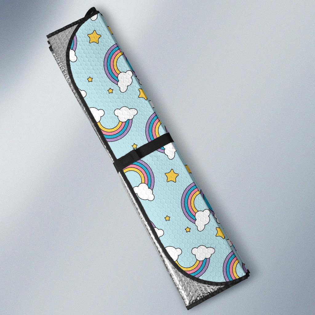 Rainbow Cloud Print Pattern Car Sun Shade For Windshield