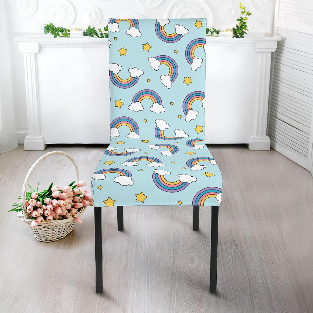 Rainbow Cloud Print Pattern Dining Chair Slipcover-JTAMIGO.COM