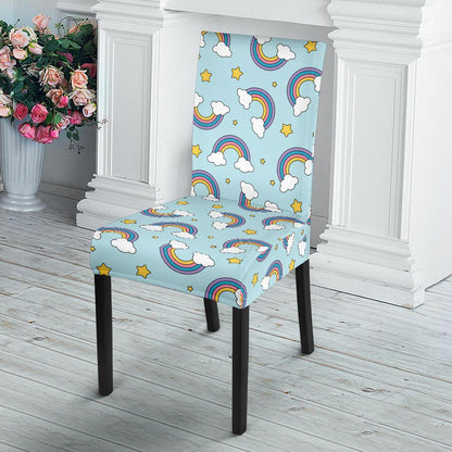 Rainbow Cloud Print Pattern Dining Chair Slipcover-JTAMIGO.COM