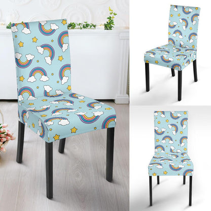 Rainbow Cloud Print Pattern Dining Chair Slipcover-JTAMIGO.COM
