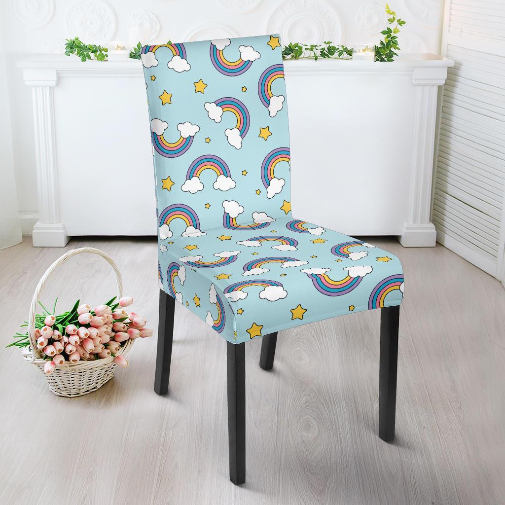 Rainbow Cloud Print Pattern Dining Chair Slipcover-JTAMIGO.COM
