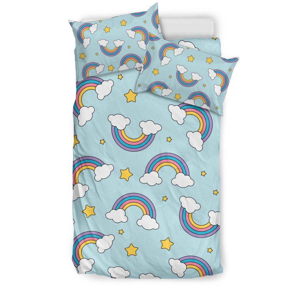 Rainbow Cloud Print Pattern Duvet Cover Bedding Set