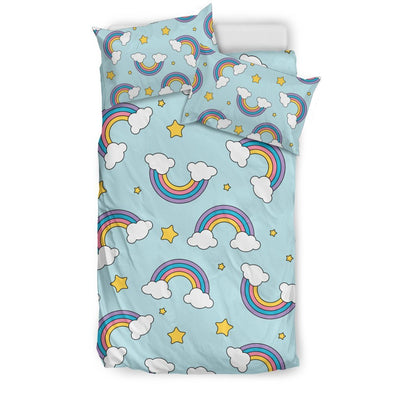 Rainbow Cloud Print Pattern Duvet Cover Bedding Set