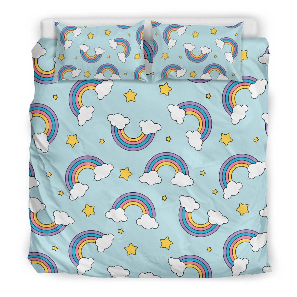 Rainbow Cloud Print Pattern Duvet Cover Bedding Set