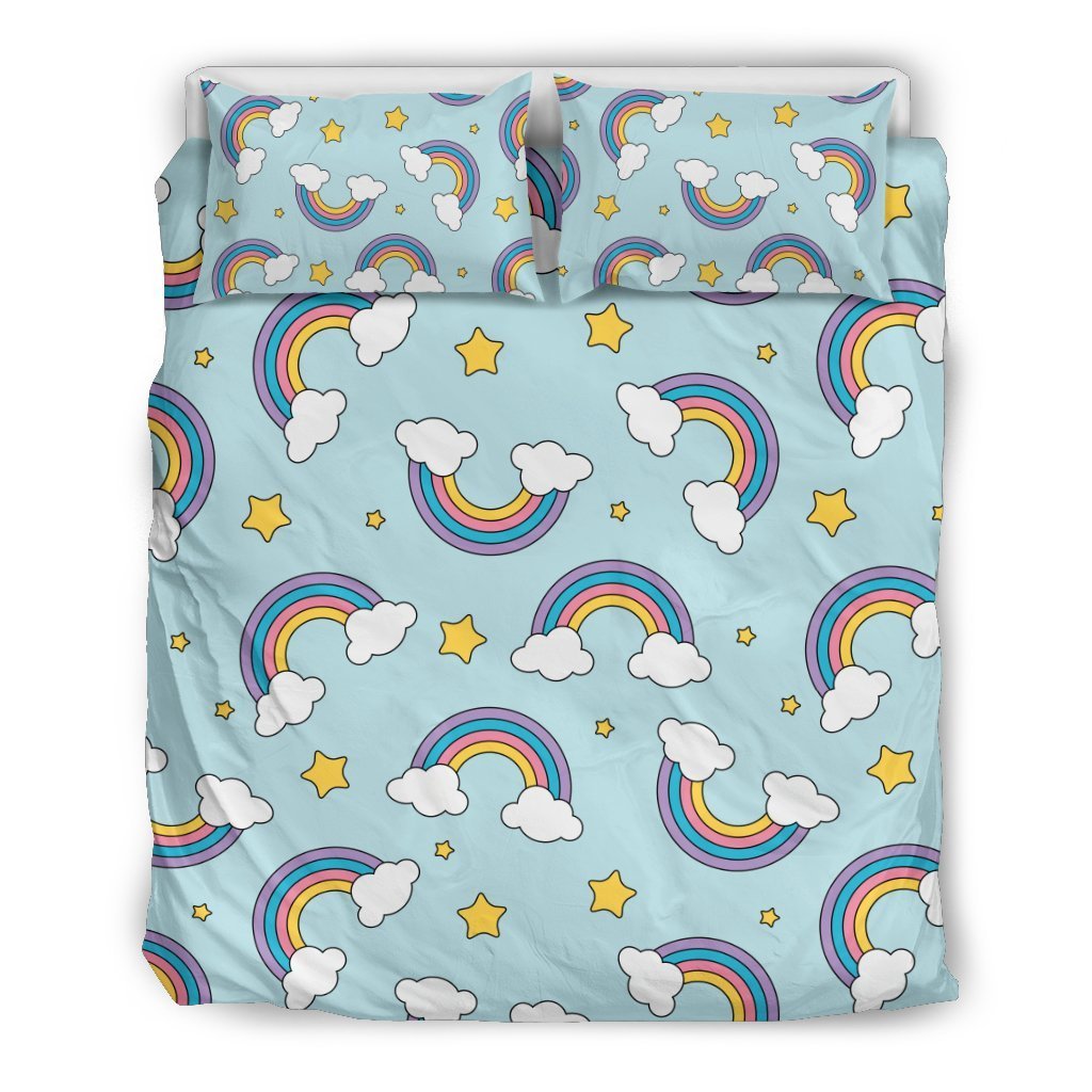 Rainbow Cloud Print Pattern Duvet Cover Bedding Set