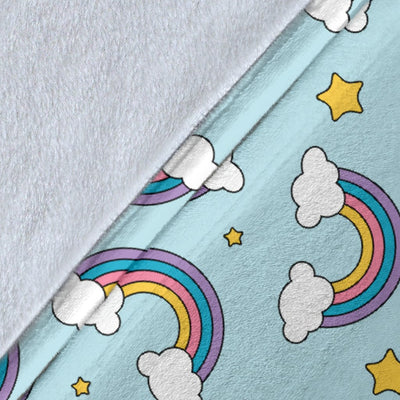 Rainbow Cloud Print Pattern Fleece Blanket