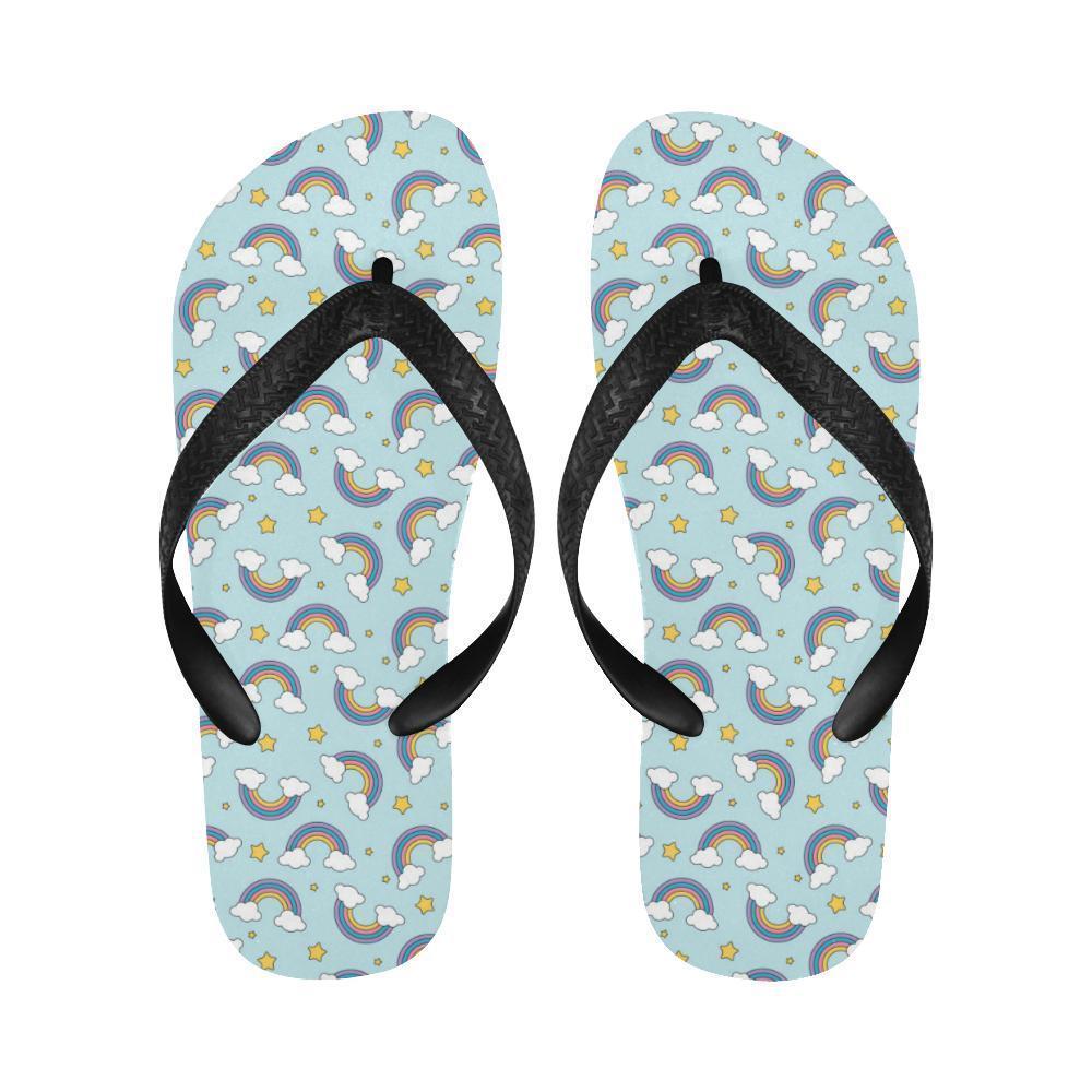 Rainbow Cloud Print Pattern Flip Flops-JTAMIGO.COM