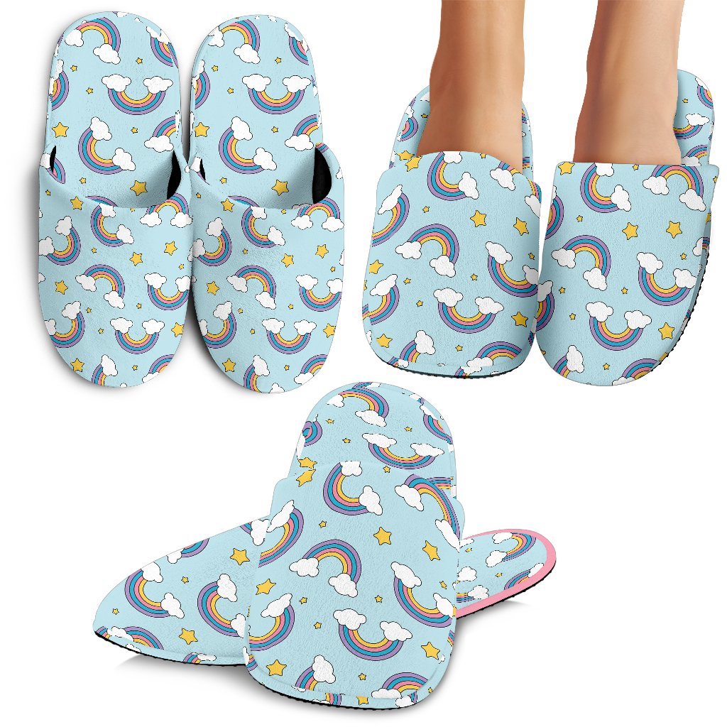 Rainbow Cloud Print Pattern House Slippers