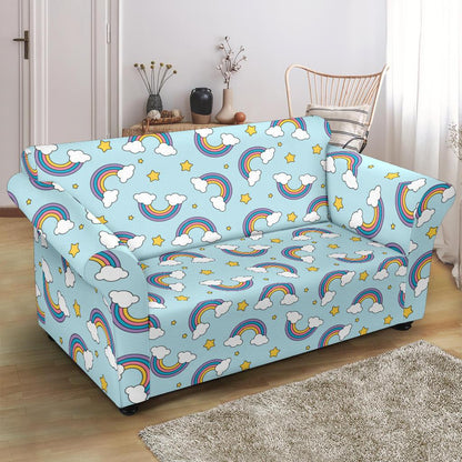 Rainbow Cloud Print Pattern Loveseat Slipcover-JTAMIGO.COM