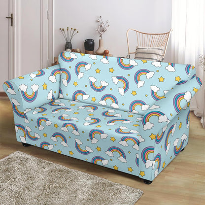 Rainbow Cloud Print Pattern Loveseat Slipcover-JTAMIGO.COM