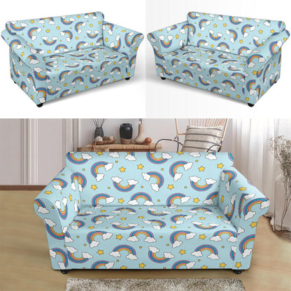 Rainbow Cloud Print Pattern Loveseat Slipcover-JTAMIGO.COM
