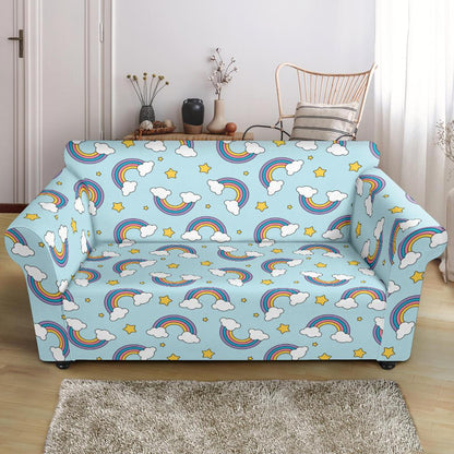 Rainbow Cloud Print Pattern Loveseat Slipcover-JTAMIGO.COM