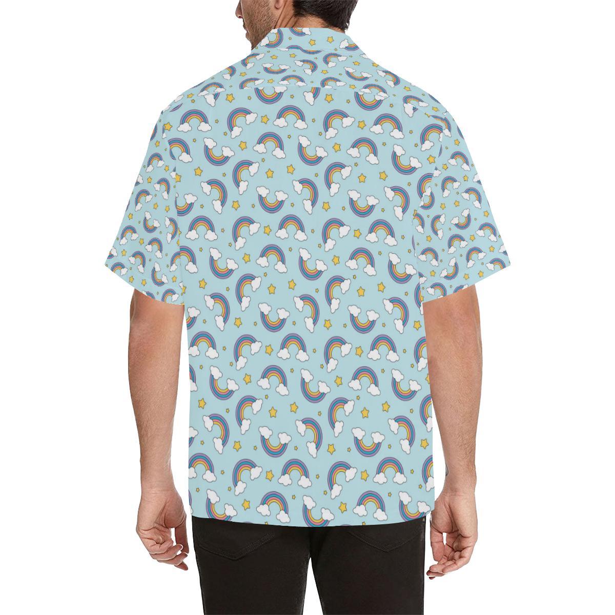 Rainbow Cloud Print Pattern Men Aloha Hawaiian Shirt