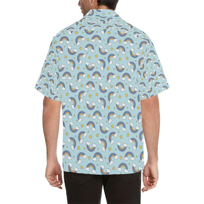 Rainbow Cloud Print Pattern Men Aloha Hawaiian Shirt