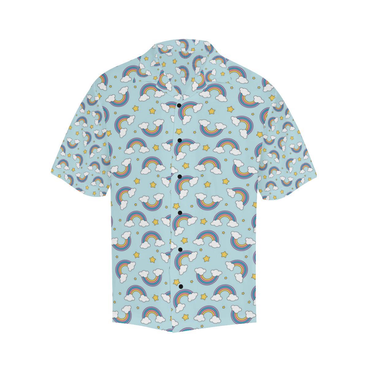 Rainbow Cloud Print Pattern Men Aloha Hawaiian Shirt