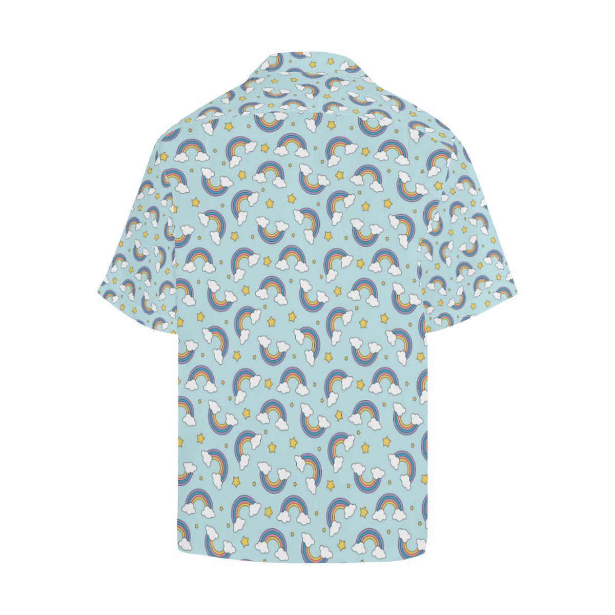 Rainbow Cloud Print Pattern Men Aloha Hawaiian Shirt