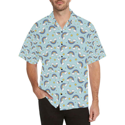 Rainbow Cloud Print Pattern Men Aloha Hawaiian Shirt