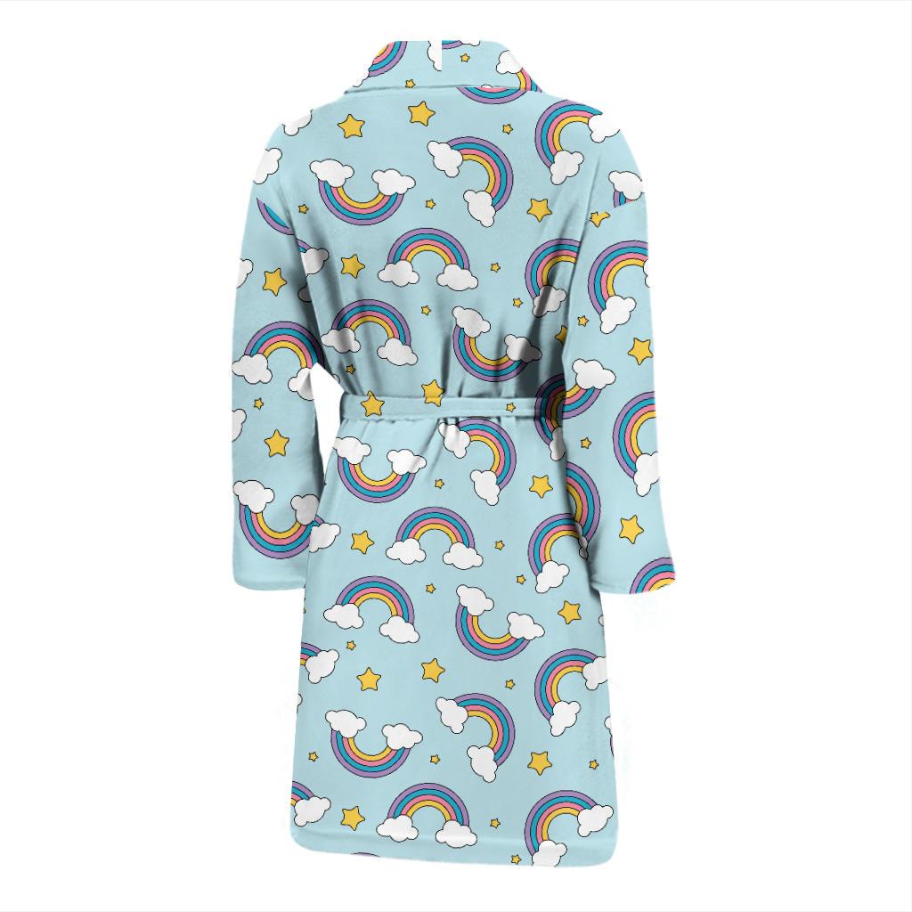 Rainbow Cloud Print Pattern Men Bath Robe-JTAMIGO.COM