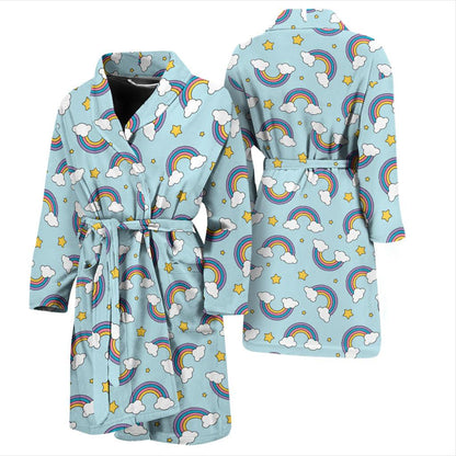 Rainbow Cloud Print Pattern Men Bath Robe-JTAMIGO.COM