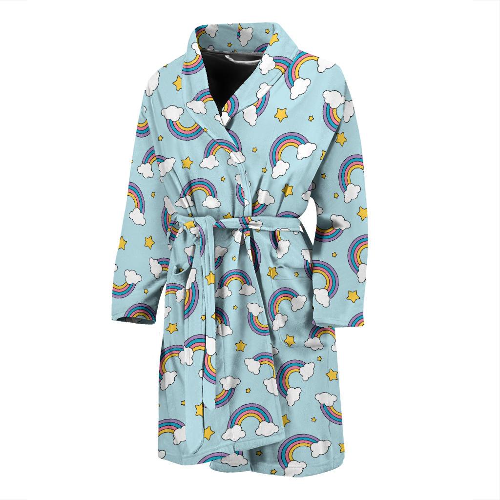 Rainbow Cloud Print Pattern Men Bath Robe-JTAMIGO.COM