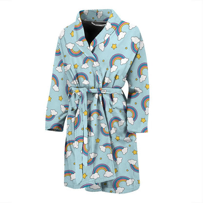 Rainbow Cloud Print Pattern Men Bath Robe-JTAMIGO.COM