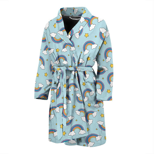 Rainbow Cloud Print Pattern Men Bath Robe-JTAMIGO.COM