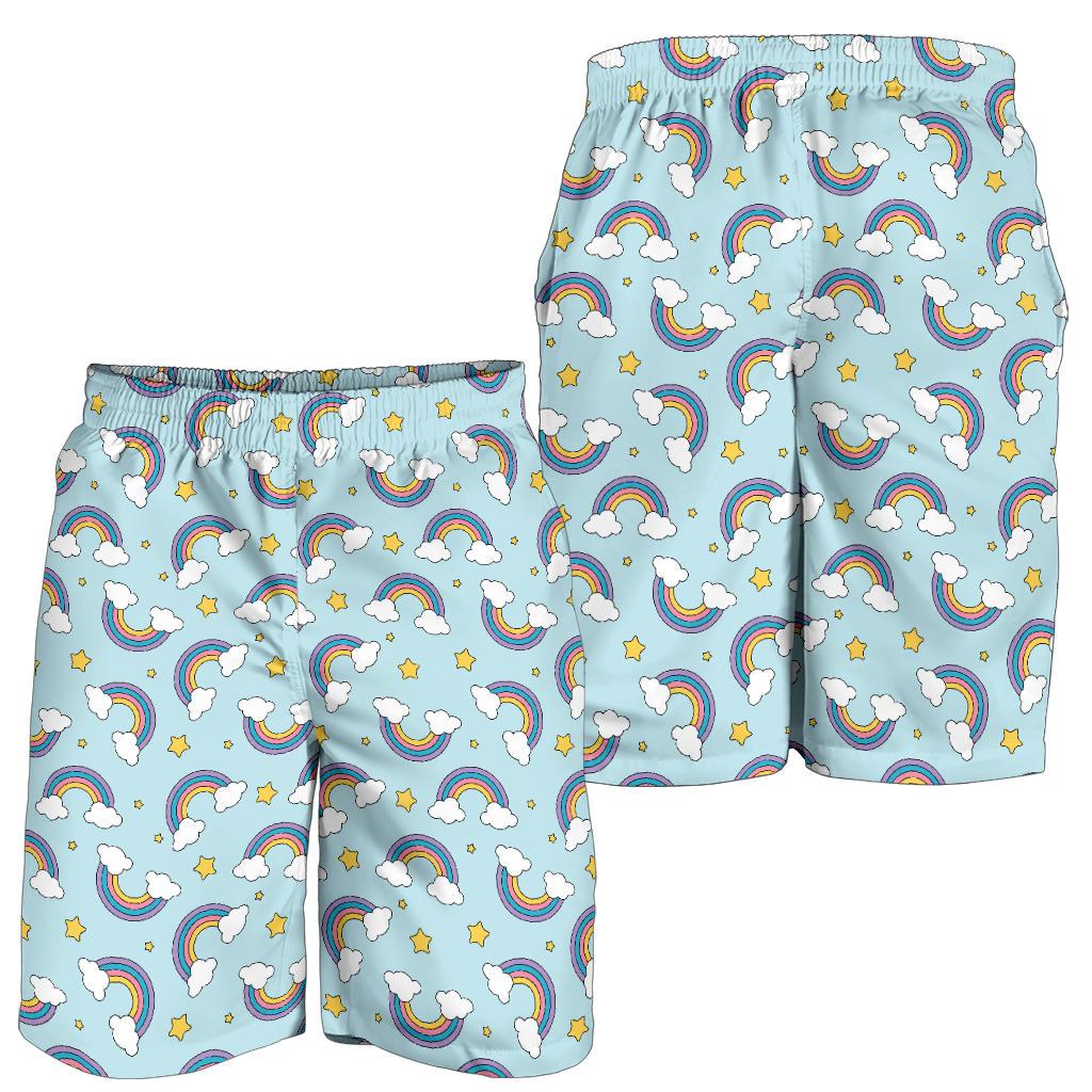 Rainbow Cloud Print Pattern Mens Shorts-JTAMIGO.COM