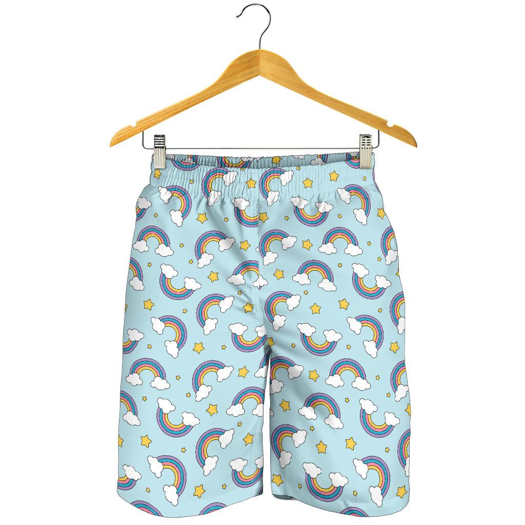 Rainbow Cloud Print Pattern Mens Shorts-JTAMIGO.COM