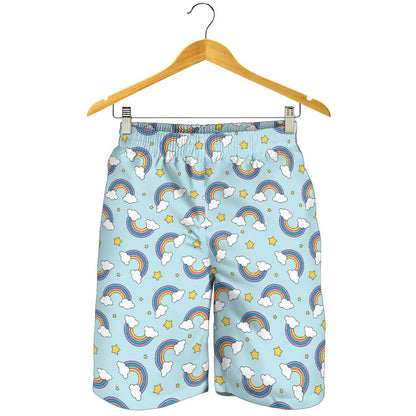 Rainbow Cloud Print Pattern Mens Shorts-JTAMIGO.COM
