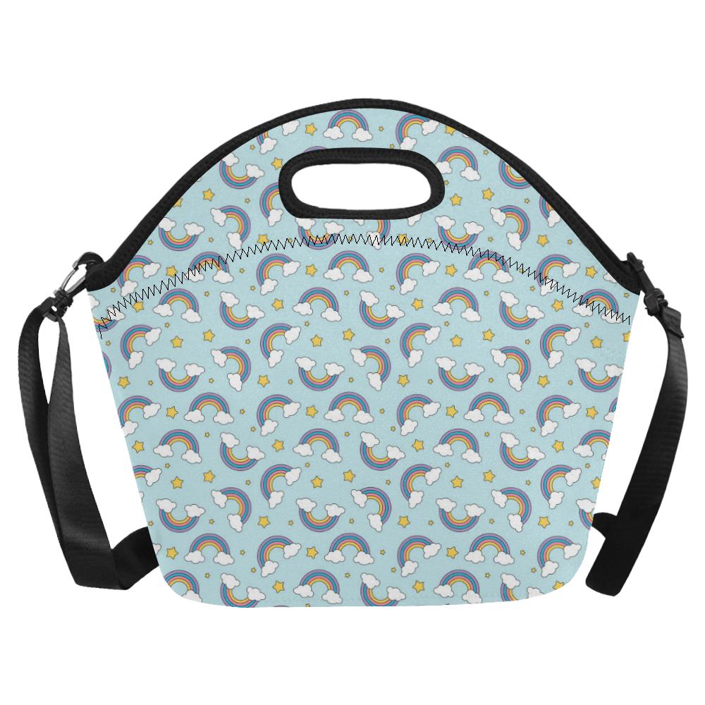 Rainbow Cloud Print Pattern Neoprene Lunch Bag (Model 1669)(Large)-JTAMIGO.COM
