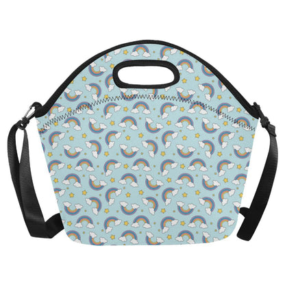Rainbow Cloud Print Pattern Neoprene Lunch Bag (Model 1669)(Large)-JTAMIGO.COM