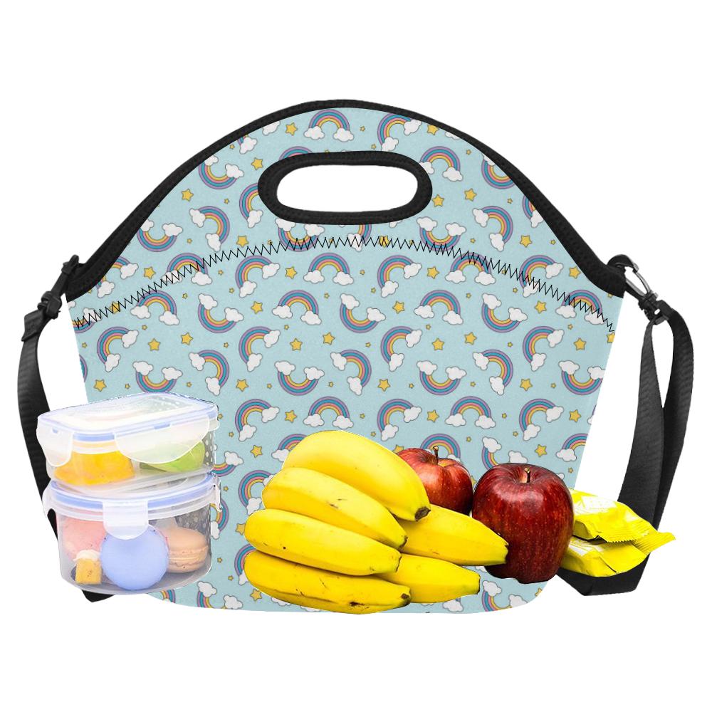 Rainbow Cloud Print Pattern Neoprene Lunch Bag (Model 1669)(Large)-JTAMIGO.COM