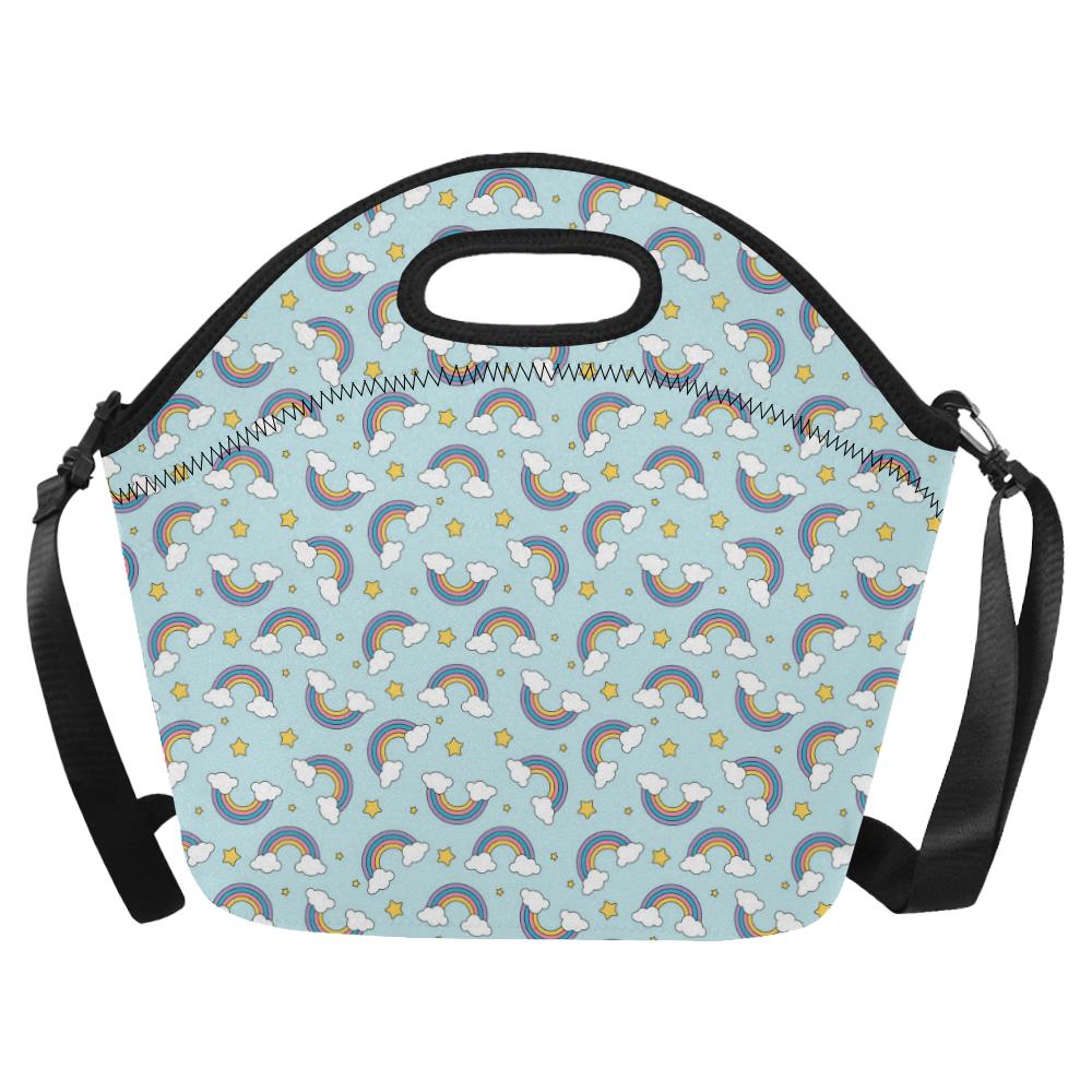 Rainbow Cloud Print Pattern Neoprene Lunch Bag (Model 1669)(Large)-JTAMIGO.COM