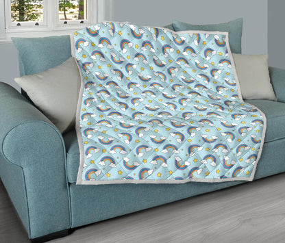 Rainbow Cloud Print Pattern Premium Quilt-JTAMIGO.COM