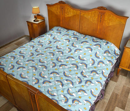 Rainbow Cloud Print Pattern Premium Quilt-JTAMIGO.COM