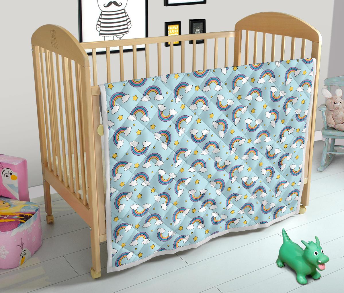 Rainbow Cloud Print Pattern Premium Quilt-JTAMIGO.COM