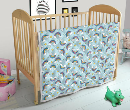 Rainbow Cloud Print Pattern Premium Quilt-JTAMIGO.COM