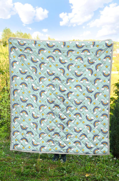 Rainbow Cloud Print Pattern Premium Quilt-JTAMIGO.COM