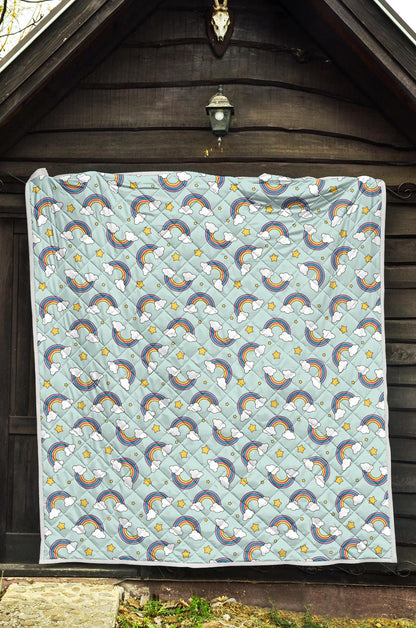Rainbow Cloud Print Pattern Premium Quilt-JTAMIGO.COM
